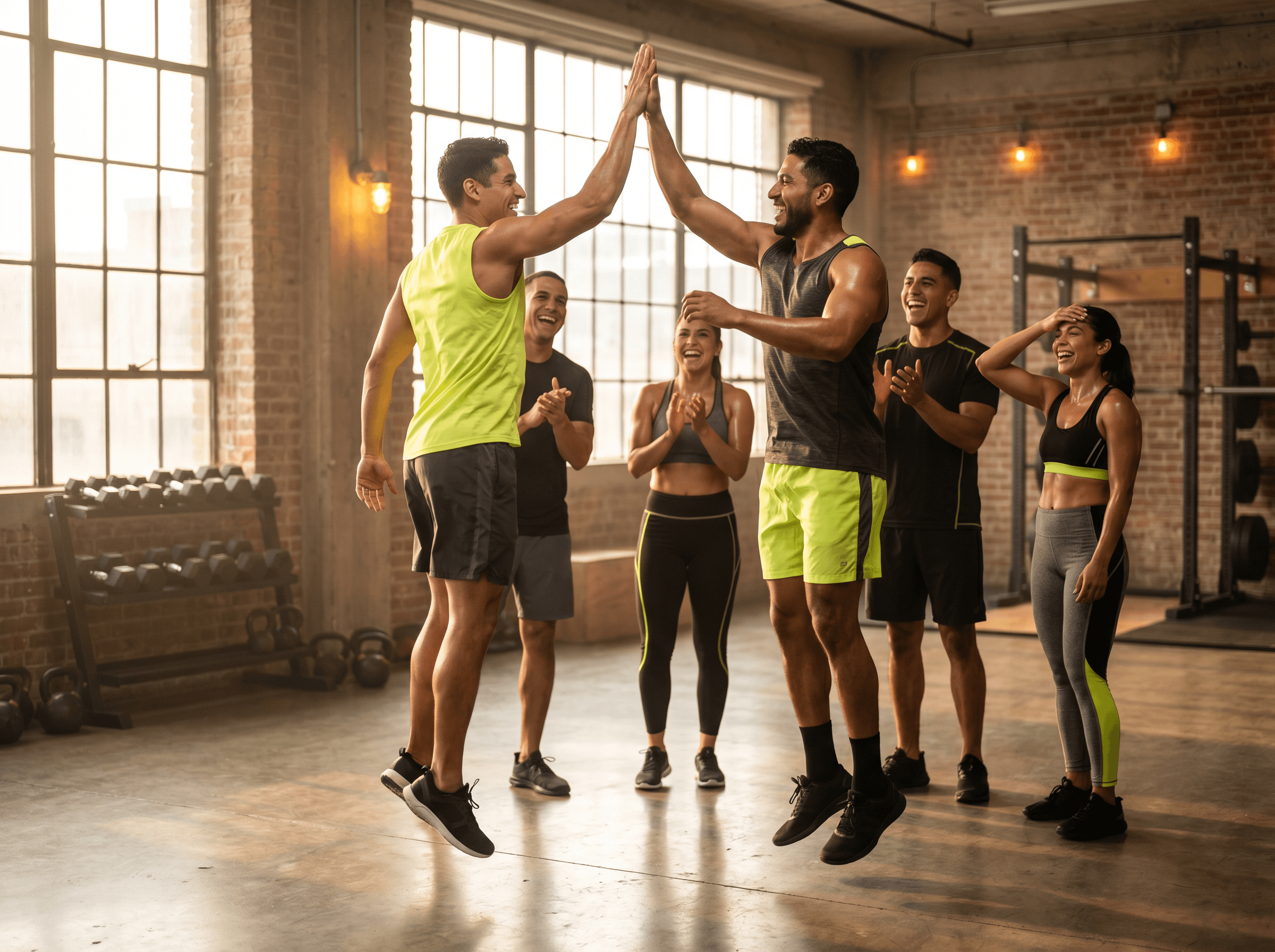 Comunidad fitness — atletas entrenando juntos